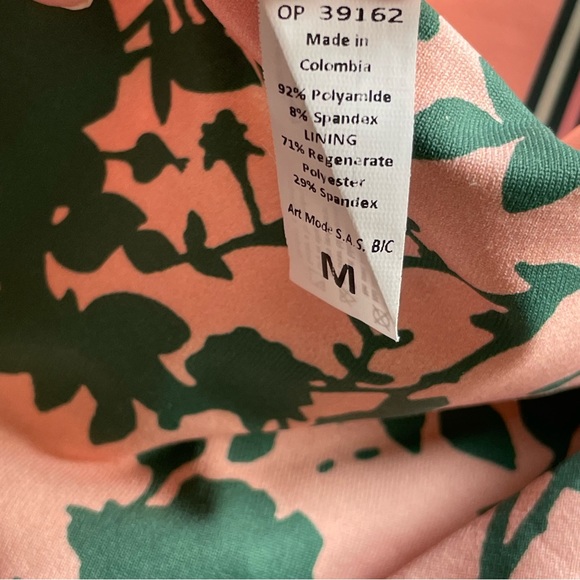 Maaji Peach and Green Floral Side Ties One Piece Swimsuit Size Medium - Picture 9 of 13